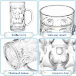 Yesland 6 Pack Beer Mugs with Handle, 20 oz Freezer Safe Glass Steins, Heavy Duty Large Beer Glasses for Bar, Party, Home Use, Clear - Image 8