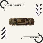 VAYOBOO Paracord Bracelet - Tactical Survival Bracelet for Men with Bronze USA Flag - 3 Adjustable Sizes - Green Camo, L - Image 3
