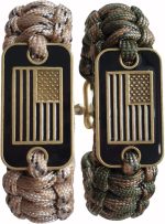 VAYOBOO Paracord Bracelet - Tactical Survival Bracelet for Men with Bronze USA Flag - 3 Adjustable Sizes - Green Camo, L - Image 9