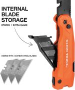 Klein Tools 44306 FLICKBLADE 2-in-1 Folding Utility Knife and Scraper with Built-In Blade Storage, Dual Locking Positions, Includes 3 Triple-Ground Carbon Steel Blades - Image 6