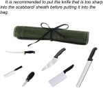Knife Roll Bag, Chef’s Knife Roll Bag, Heavy Duty Chef Knife Roll Bag with 6 Slots, Waxed Canvas Knife Bag Roll, Knife Pouch Holder for Home, Kitchen, Grill (green) - Image 3