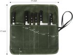 Knife Roll Bag, Chef’s Knife Roll Bag, Heavy Duty Chef Knife Roll Bag with 6 Slots, Waxed Canvas Knife Bag Roll, Knife Pouch Holder for Home, Kitchen, Grill (green) - Image 4