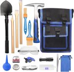 19 PCS Geology Rock Hammer Kit, 24oz Rock Pick Hammer, 3 Digging Chisels, Folding Shovel, Rock Hounding Tools with Brushes, Pocket Knife, Tweezers, Loupe, Goggles,Whistle, Shoulder Bag - Image 2