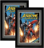 2 Pack Comic Book Frame Double Gray Mat for 6 3/4"x10 1/4"Comic | Partial UV protected, thick moulding, double Gray mats fits current comics,fits with comic bags&sleeves,wall&tabletop display - Image 2