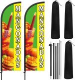 2 Pack Mangonadas Feather Flag 7 ft Advertising Swooper Flag Sign Windless Mangonadas Banner with Pole Kit and Ground Stake for Businesses Storefronts Retailers Shops Food Trucks Events - Image 2