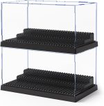 2 Pack Minifigure Display Case for Action Figures Blocks, Clear Dustproof Acrylic Display Box Storage with 3 Movable Steps Gifts for Children,Black… - Image 2
