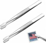 2-Pack Stamp Tweezers Stainless Steel – 4.3” Philately Tools for Collectors – Flat Tip, Non-Slip, Rust-Proof – Ideal for Stamps, Coins and Jewelry - Image 2