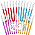 24 Pack Exacto Knives Bulk, Multicolor Craft Knife Set | Durable metal handles suit classrooms, workshops and group projects, Exacto knife sets support cutting, carving and trimming - Image 2