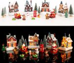 24Pcs Christmas Village Sets,Christmas Village Houses with LED Light, Christmas Town Scene Figurines Building Sets, Christmas Home Decor Collection Buildings - Image 2
