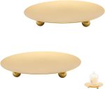 2Pcs Iron Plate Candle Holder Set - 3.54 Inch Decorative Pedestal Candle Stands for Home, Wedding, and Birthday Parties - Elegant Gold Candle Holders for Stylish Décor - Image 2
