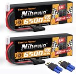 2S Lipo Battery 6500mAh 7.4V RC Battery 90C Hard Case with Tr + EC5 Plug Compatible with RC Car Truck Vehicles Truggy Buggy Boat Airplane Models (2 Packs) - Image 2