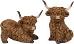 2pcs Highland Cow Figurines for Home, 5Inch Highland Cows Decor for Table Kitchen Book Shelf Bathroom Farmhouse, Highland Cow Gifts for Women and Kids - Image 2