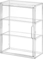 3 Tier Clear Display Case for Figures, Wall-Mounted Acrylic Storage Organizer Box, Stackable Display Cabinet with Magnetic Door & Removable Shelves, Showcase for Collectibles, Figures - Image 2