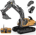 3 in 1 Remote Control Excavator Toy 14 Channel RC Excavator Toy for Boys 3-12 with Bucket/Claw/Drill 2.4GHz Full Functional Construction Vehicles Toys Gift for 6 7 8 9 10 Years Old Kids Boys - Image 2