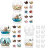 36Pcs DIY Clear Plastic Water Globes Kit, Shatterproof Snow Globes for Bulk Summer Camp Crafts, Kids Pool Party Favors, Beach Souvenirs & Sensory Jars - Image 2