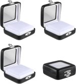 4 Pcs PU Leather Gemstone Display Box Black Diamond Jewelry Box Loose Stone Jewelry Case with Clasp Lid for Gemstone Coin Jewelry Gift Packing - Image 2