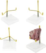 4Pcs Acrylic Easel Display Stand with Adjustable Metal Arms, Crystal Geode Stand for Gemstones Fossils Minerals (2.4 × 2.4 × 3.5 Inch) - Image 2