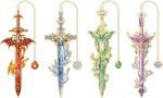 4pcs Fantasy Sword Bookmarks for Books, Journals, Planners - Cool Metal Book Markers for Reading Women & Men, Unique Book Marks Gifts for Book Lovers, Reading Accessories for Students & Adults & Kids - Image 2