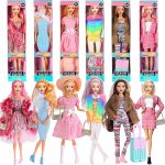 6 Pack Fashion 11.5 inch American Toy Prinecess Dolls Playset with Outfits Dress Design and Accessories Like Handbag Hat Crown Necklace Suitcase (Gift Box Package) - Image 2