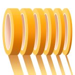 6 Rolls Fine Line Tape 1/16, 1/8, 1/5, 2/5, 1/2, 3/4 Inch x 55 Yard Fineline Masking Tape Painter Adhesive Automotive for DIY Car Auto Paint (Yellow, Mixed Sizes) - Image 2