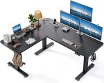 63x55 L-Shaped Electric Standing Desk with Charging Station | Adjustable Corner Standing Desk with Memory Controller ,L Shape Sit Stand Table with Splice Board for Home Office - Image 2