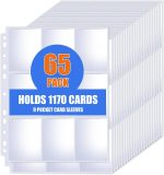 65 Pack 9 Pocket Card Sleeves Binder Sheets, Trading Card Sleeves for 3 Ring Binder, Holds 1170 Cards, Card Holder Binder Pages Protectors Fit for MTG, TCG, Baseball, Football, Game, Business Cards - Image 2