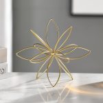 8" Gold Decorative Sphere, Metal Floral Tabletop Sculpture, Abstract Tabletop Decorative Ball for Home Metal Sphere Decor - Image 2