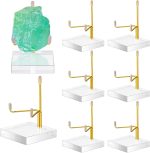 8 Pcs Adjustable Metal Arm Display Stand Crystal Holder Easel Display with Acrylic Base Easel Rock Mineral Stand for Geodes Mineral Agate Collection (Gold,2.36 x 2.36 x 3.54 Inches) - Image 2