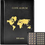ANKHOH Coin Albums for Collectors, 300-Pocket Coin Collection Holder | 14 pages hold 240 small and 60 large coins in clear flap pockets,PU leather cover for coin shows and travel Black - Image 2