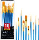 AROIC 10 Pcs Paint Brushes, Acrylic Oil Watercolor Painting Brush Set | Nylon Hair Brushes Artist Professional Drawing Kits for Adult, Kids Face Canvas Rock Painting Arts Crafts Supplies(1 Pack) - Image 2