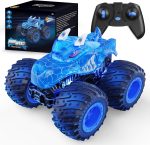 AUUGUU Remote Control Car, 2.4GHz Monster Trucks Toys with Light Spray, Birthday Gift for Kids 3 4 5 6 7 8, All Terrain RC Cars, Toddler Toys for Boys Girls 3+ Year Old - Image 2