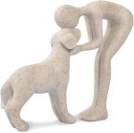 Abstract Person and Dog Head-to-Head Figurine Sandstone | abstract sculpture celebrating the bond between person and pet. Intimate head-to-head Touching memory keepsake for dog lovers - Image 2