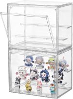 Acrylic Display Case for Collectibles, 3 Tier Figure Display Box 2 Pack | Clear Stackable Display Stand with Magnetic Door, 2 Movable Plates, Small Easy Assembly Showcase for Mini Action Figures - Image 2