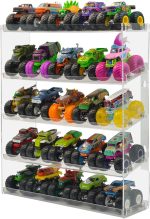 Acrylic Monster Trucks Display Case, 5-Tier Toy Car Storage Organizer Shelf | Clear, Hold 25 Diecast Trucks, Wall Mount or Desktop Display Shelf Holder for Collectors & Kids - Image 2