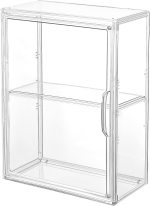 Acrylic Wall Mount Display Case for Collectibles Figures, 2 Tier | Damage-Free Adhesive Strips for Wall Mounting; Adjustable Partition Shelves; Clear Display; Magnetic Closure to Keep Dust Out - Image 2