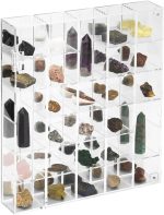 Adjustable Rock Display Case Clear Acrylic Collection Box with Mirrored Arrowhead Stones Storage Display Case Mineral Crystal Collectibles Holder Organizer Showcase Shelves with Lid - Image 2