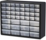 Akro-Mils 44-Drawer Plastic Storage Cabinet, 20"W x 6"D x 16"H, Black | Plastic Cabinet w/ Drawers for Garage Organization, Beads, Building Bricks Storage, Teacher Toolbox, Makeup Organizer, 10144 - Image 2
