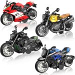 Alloy Metal Diecast Motorcycle Model Toy Set, 4 Pack of 1:12 Scale Die-Cast Motorcycles with Light&Sounds, Pull Back Function Toy Moto Bike for Kids Boys Girls and Collectors Ages 3 and up - Image 2