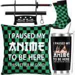 Anime Lover Gift Set Includes 20 Oz Tumbler, Throw Pillow Cover, Socks, Demon Katana Sword, I Paused My Anime To Be Here Gifts Set, Demon Merch Gifts for Boys Girls - Image 2