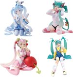 Anime Style Girl Figures Set, 4 Pcs Cute Sitting Character Figurines, 5.1-5.9 Inch PVC Collectible Figures, Desktop Decoration for Fans and Display(4PCS) - Image 2