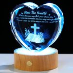 Arikyrist 3D Crystal Heart House Warming Gifts New Home Religious Blessings | Housewarming gifts, for couples women men, religious keepsake,Christian Families Decor, with wooden light base - Image 2
