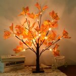 Artificial Fall Lighted Maple Tree 24 LED Thanksgiving Decorations Table Lights Battery Operated for Wedding Party Gifts Indoor Outdoor Autumn Harvest Home Decor - Image 2
