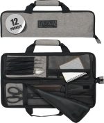 Asaya Chef Knife Roll Bag - 12-Pocket Chefs Case for Kitchen Knives and Utensils, Lightweight Stain-Resistant Waxed Nylon Chef Knife Bag - Knives Not Included (Grey) - Image 2