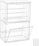 Attelite Acrylic Display Case for Collectibles 4 Tiers Clear Showcase,2Pcs | 3 Adjustable Dividers, Clear Acrylic Box for Figures, Tool-free Assembly,Magnetic Door, Dustproof,thicken plastic - Image 2