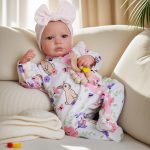 BABESIDE 20 Inch Reborn Baby Doll Girl Soft Cloth Body with Feeding Set | Realistic Baby Doll, Feeding Accessories Set, Magnetic Pacifiers, Gift Box & Birth Certificate, Pretend Play Gift for Age 3+ - Image 2