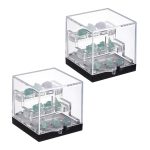 BENECREAT 2Pcs 3-Tier Clear Display Case, 2x2x2Inch Square Specimen Display Case Mineral Crystal Boxes for Collectibles Action Figures Plant Mineral Stone - Image 2