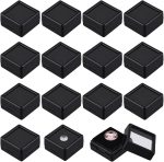 BENECREAT Gemstone Display Box, Black, 1.16x1.16x0.63 Inch, 70 Packs | Plastic Gemstone Box, Square Black Gem Box, Clear Glass Top Lids, Jewelry Storage Box, For Gems Jewelry Packing and Display - Image 2