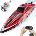 BEZGAR HJ818PRO 16 Inch 55 KPH Brushless RC Boat for Adults | 55 KPH Speed & Brushless Motor; Waterproof Hull; Large RC Speed Boat for Lakes; Red - Image 2