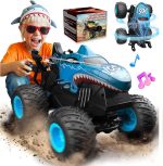 BEZGAR Monster Truck Toys, 1:20 Remote Control Car with Light & Music | Blue Dinosaur Toys for Kids, RC Truck with 360° Spins and Drifting, Toy Car Gifts for Boys, Battery Life of 20 Minutes - Image 2