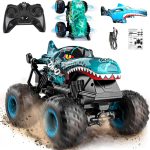 BEZGAR Monster Truck Toys, 1:20 Remote Control Car with Two Shell | Blue Dinosaur Toys, RC Truck with 360° Spins and Drifting, Toy Car Gifts for Boys with Light and Music, 20 Mins Battery Life - Image 2